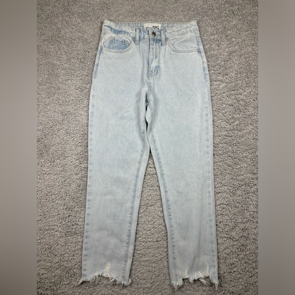 Vervet Jeans Womens 24 High Rise Light Wash Raw Hem Wide Leg Night Out Party - Picture 1 of 4